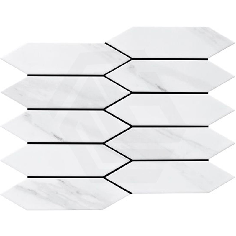 Cottage Picket Mosaic Sheet Carrara Matt Tile 257x313mm (48x195mm Picket Piece)