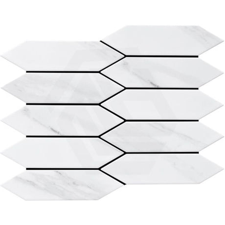 Cottage Picket Mosaic Sheet Carrara Matt Tile 257x313mm (48x195mm Picket Piece)