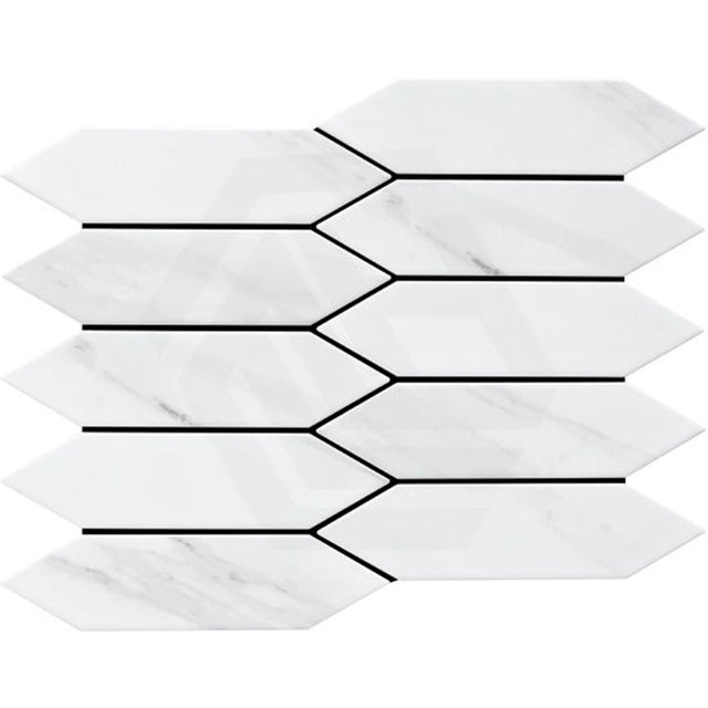 Cottage Picket Mosaic Sheet Carrara Matt Tile 257x313mm (48x195mm Picket Piece)