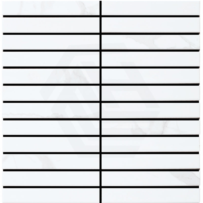 Cottage Strip Mosaic Sheet Carrara Matt White 300x296mm Tile (22x145mm Strip Piece)