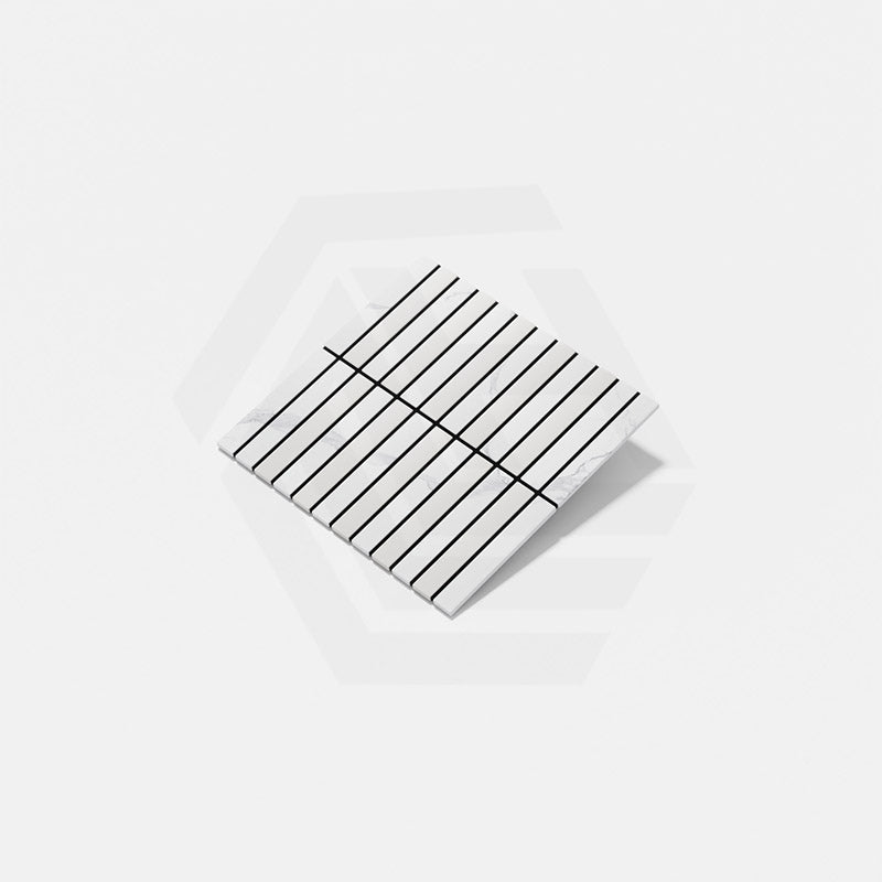 Cottage Strip Mosaic Sheet Carrara Matt White 300x296mm Tile (22x145mm Strip Piece)
