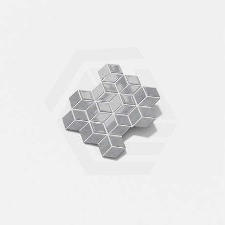 Cottage Diamond Cube Mosaic Sheet Gloss Grey 309x268mm Tile (83x48mm Cube Piece)