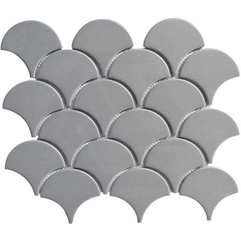 Cottage Fan Shape Mosaic Sheet Gloss Grey 255x219mm Tile (70x75mm Fan Shape Piece)