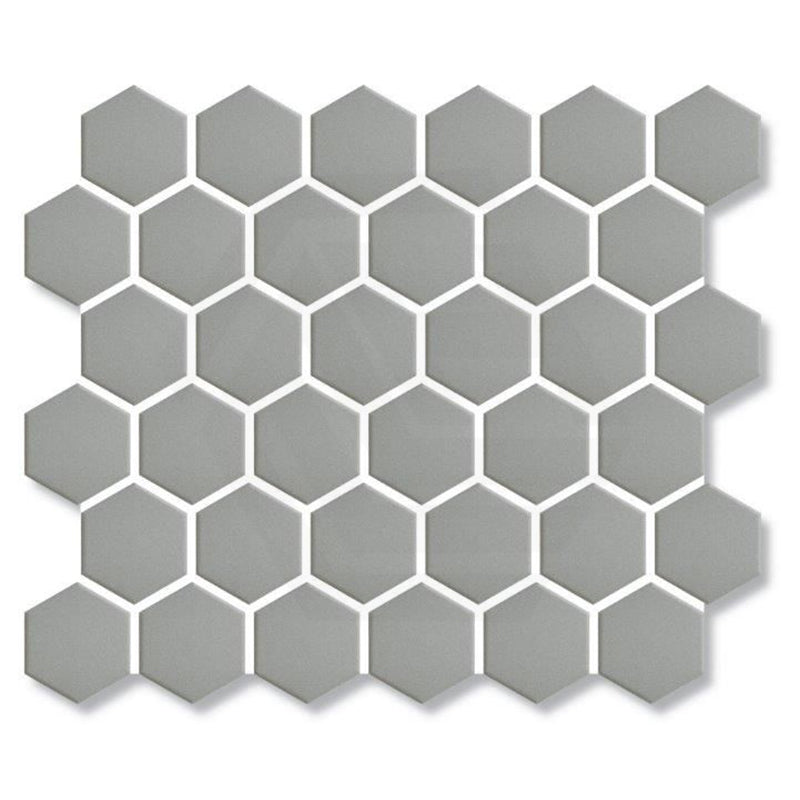 Cottage Hexagon Mosaic Sheet Gloss Grey 325x282mm Tile (51x59mm Hexagon Piece)