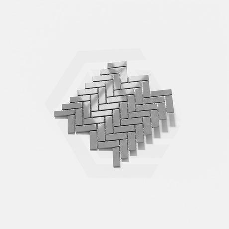 Cottage Mini Brick Herringbone Mosaic Sheet Gloss Grey 316x277mm Tile (25x75mm Brick Piece)