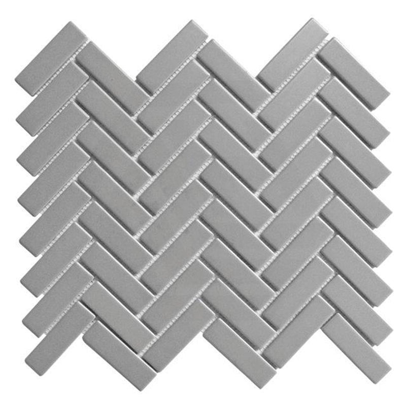 Cottage Mini Brick Herringbone Mosaic Sheet Matt Grey 316x277mm Tile (25x75mm Brick Piece)