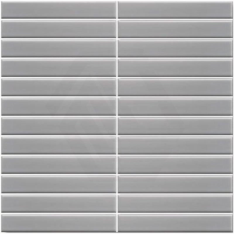 Cottage Strip Mosaic Sheet Gloss Grey 300x296mm Tile (22x145mm Strip Piece)