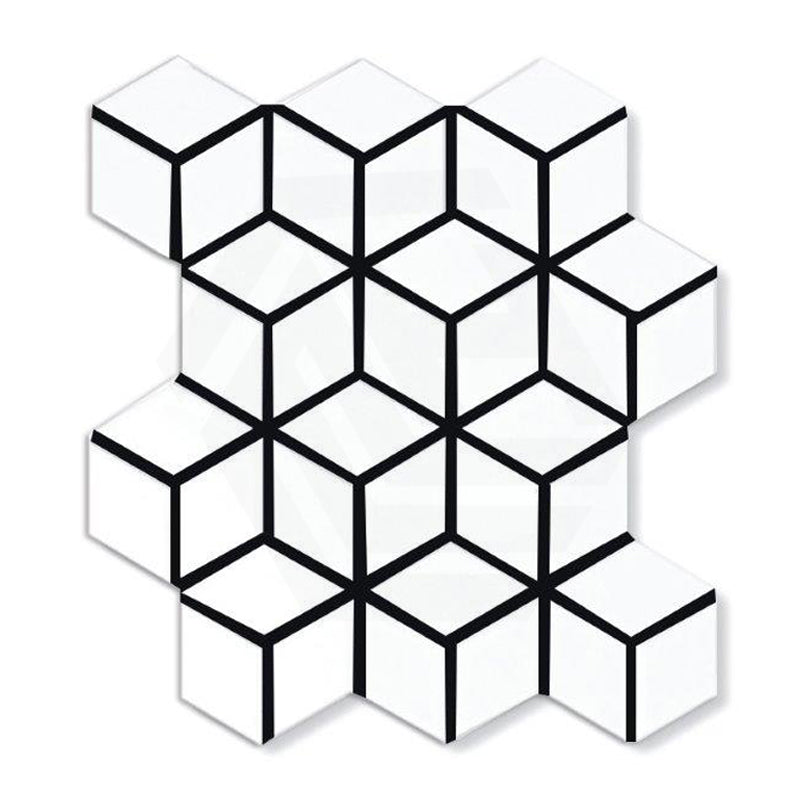 Cottage Diamond Cube Mosaic Sheet Gloss White 309x268mm Tile (83x48mm Cube Piece)