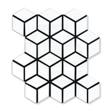 Cottage Diamond Cube Mosaic Sheet Gloss White 309x268mm Tile (83x48mm Cube Piece)