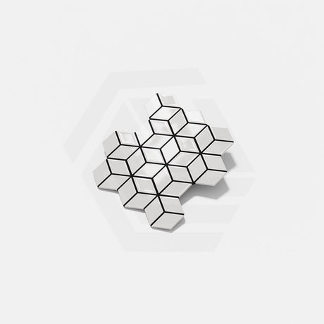 Cottage Diamond Cube Mosaic Sheet Gloss White 309x268mm Tile (83x48mm Cube Piece)