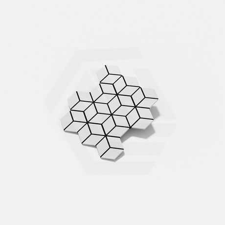Cottage Diamond Cube Mosaic Sheet Matt White 309x268mm Tile (83x48mm Cube Piece)