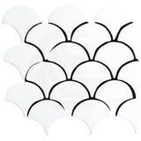 Cottage Fan Shape Mosaic Sheet Gloss White 255x219mm Tile (70x75mm Fan Shape Piece)