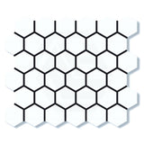 Cottage Hexagon Mosaic Sheet Gloss White 325x282mm Tile (51x59mm Hexagon Piece)