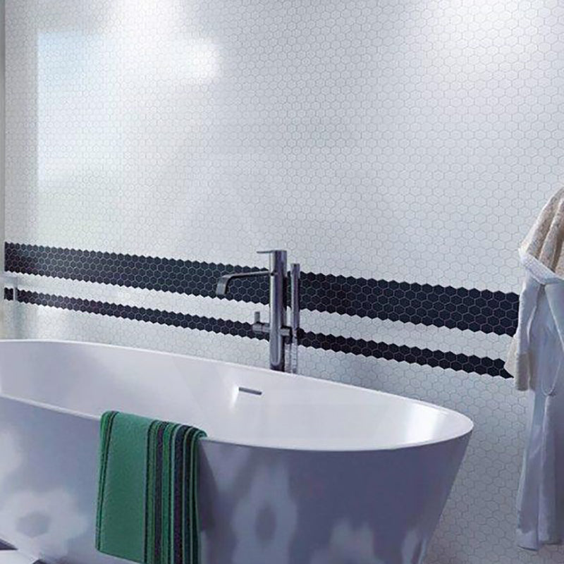 Cottage Hexagon Mosaic Sheet Gloss Black 325x282mm Tile (51x59mm Hexagon Piece)