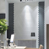 Cottage Hexagon Mosaic Sheet Gloss Black 325x282mm Tile (51x59mm Hexagon Piece)