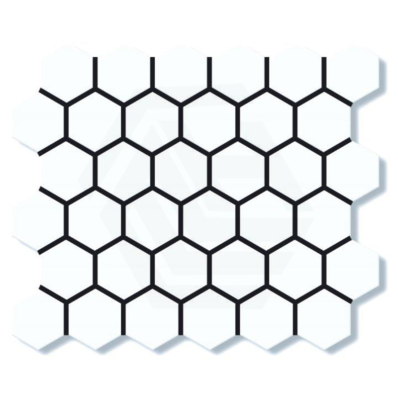 Cottage Hexagon Mosaic Sheet Matt White 325x282mm Tile (51x59mm Hexagon Piece)