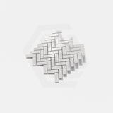 Cottage Mini Brick Herringbone Mosaic Sheet Gloss White 316x277mm Tile (25x75mm Brick Piece)
