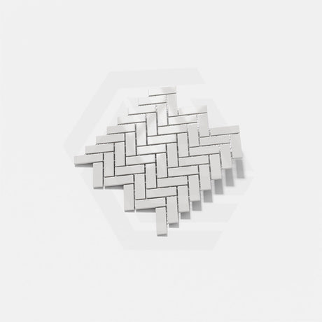 Cottage Mini Brick Herringbone Mosaic Sheet Gloss White 316x277mm Tile (25x75mm Brick Piece)