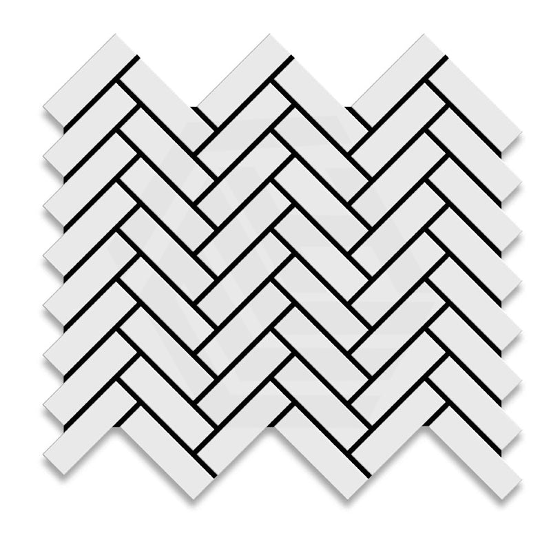 Cottage Mini Brick Herringbone Mosaic Sheet Matt White 316x277mm Tile (25x75mm Brick Piece)