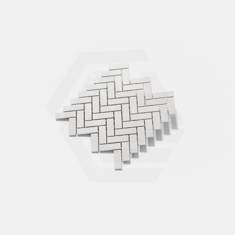 Cottage Mini Brick Herringbone Mosaic Sheet Matt White 316x277mm Tile (25x75mm Brick Piece)