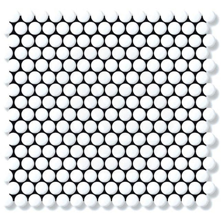 Cottage Penny Round Mosaic Sheet Gloss White 315x291mm Tile (20x20mm Round Piece)