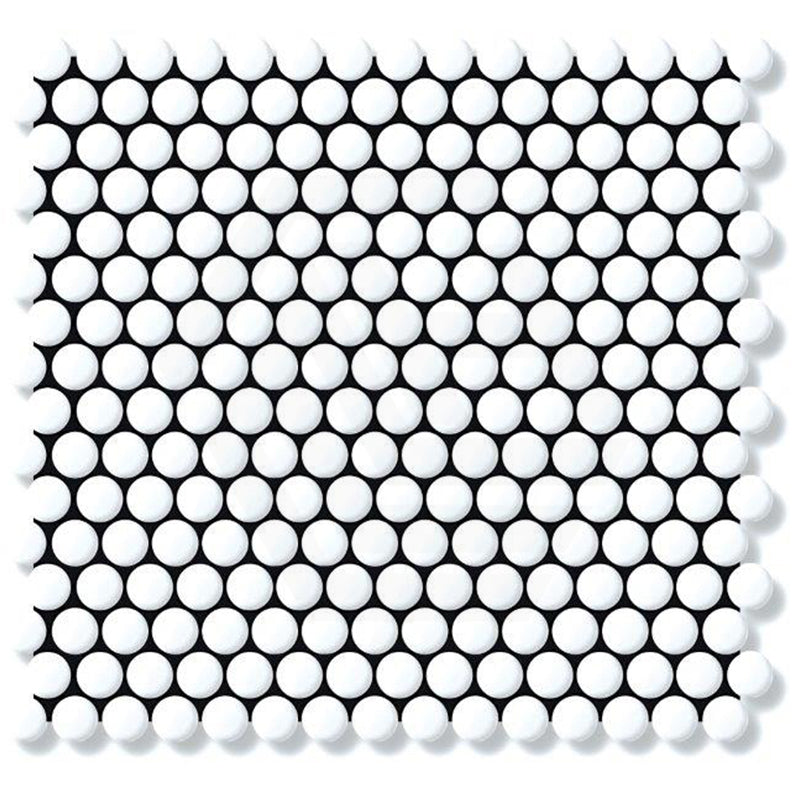 Cottage Penny Round Mosaic Sheet Matt White 315x291mm Tile (20x20 Round Piece)