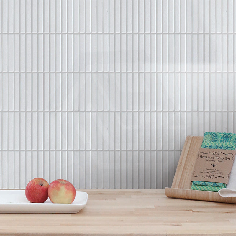 Cottage Pencil Mosaic Sheet Matt White 296x293mm Tile (13x95mm Pencil Piece)