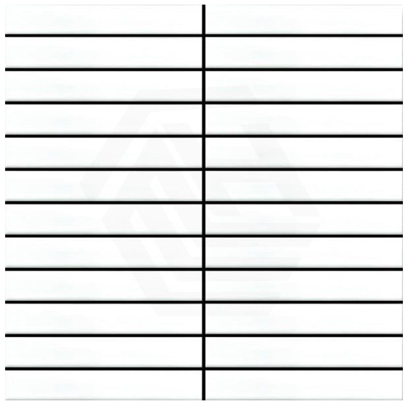 Cottage Strip Mosaic Sheet Gloss White 300x296mm Tile (22x145mm Strip Piece)