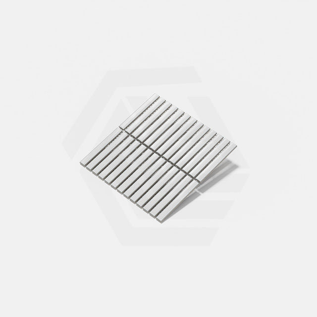Cottage 3D Strip Mosaic Sheet Ivory Gloss Beige 299x296mm Tile (20x145mm Strip Piece)