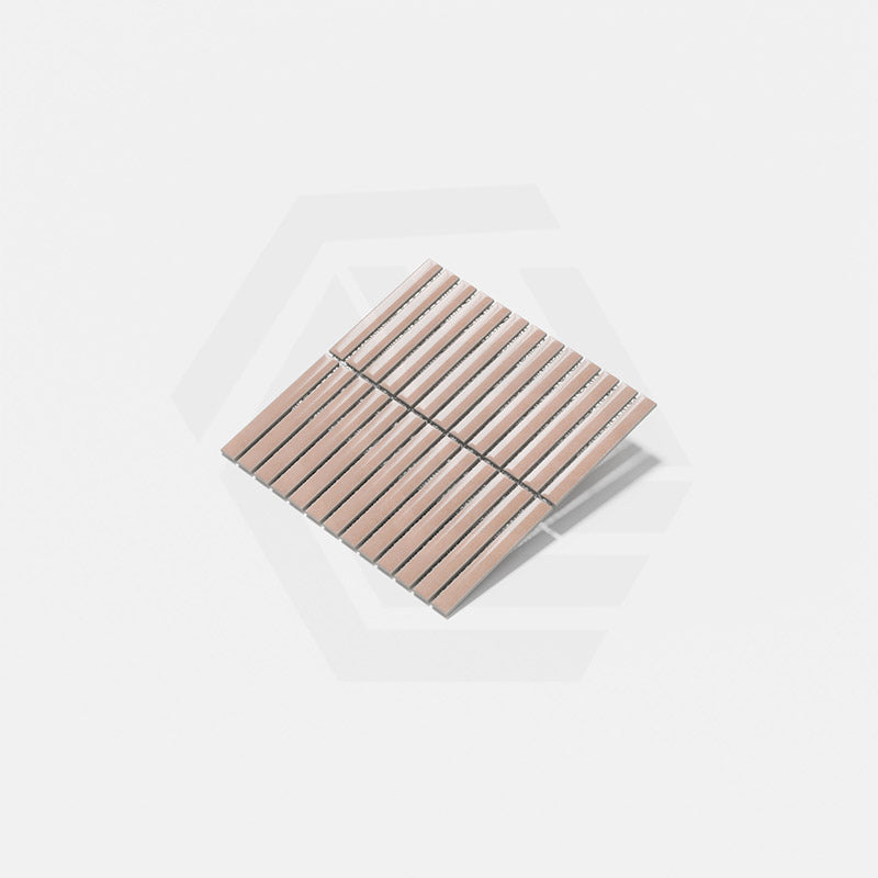 Cottage 3D Strip Mosaic Sheet Sugar Rose Gloss Pink 299x296mm Tile (20x145mm Strip Piece)