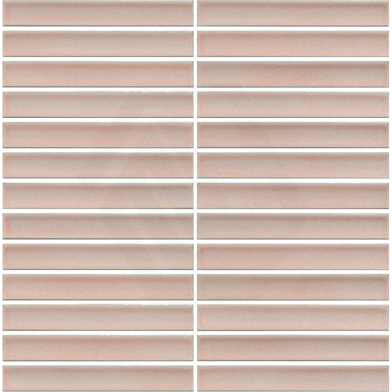 Cottage 3D Strip Mosaic Sheet Sugar Rose Gloss Pink 299x296mm Tile (20x145mm Strip Piece)