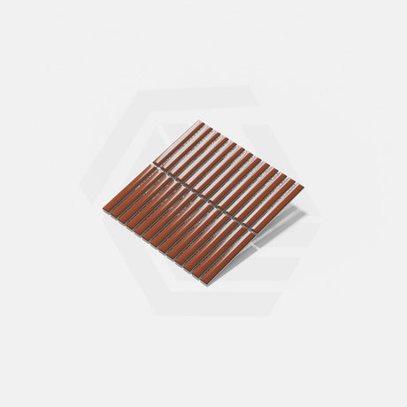 Cottage 3D Strip Mosaic Sheet Terracotta Gloss Red 299x296mm Tile (20x145mm Strip Piece)
