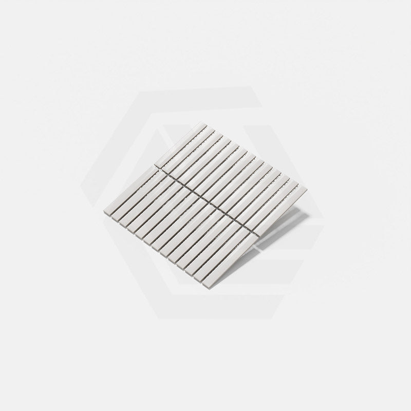 Cottage 3D Strip Mosaic Sheet Gloss White 299x296mm Tile (20x145mm Strip Piece)