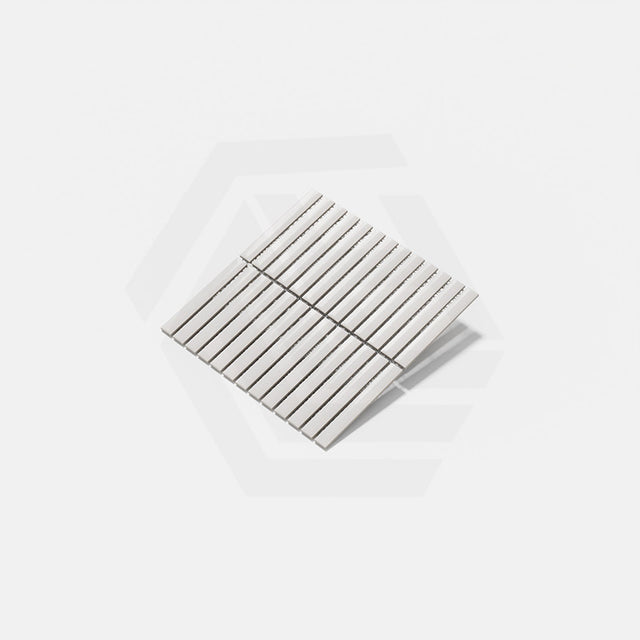 Cottage 3D Strip Mosaic Sheet Gloss White 299x296mm Tile (20x145mm Strip Piece)