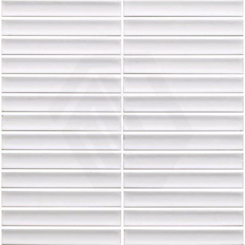 Cottage 3D Strip Mosaic Sheet Gloss White 299x296mm Tile (20x145mm Strip Piece)