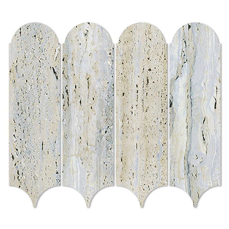 Euromarmo Mosaic Travertine Silver Gold Feather Matt Tile 338x260mm Sheet (83x260mm Chip Piece)