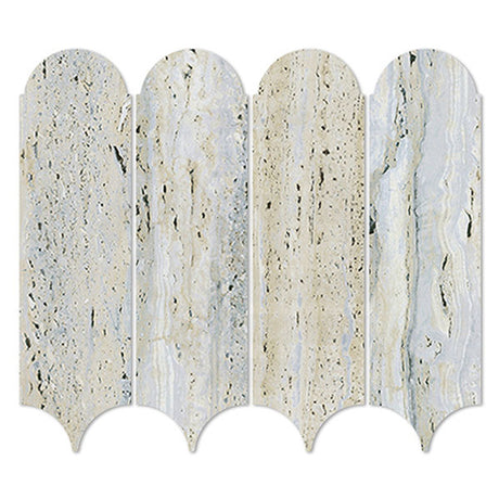 Euromarmo Mosaic Travertine Silver Gold Feather Matt Tile 338x260mm Sheet (83x260mm Chip Piece)