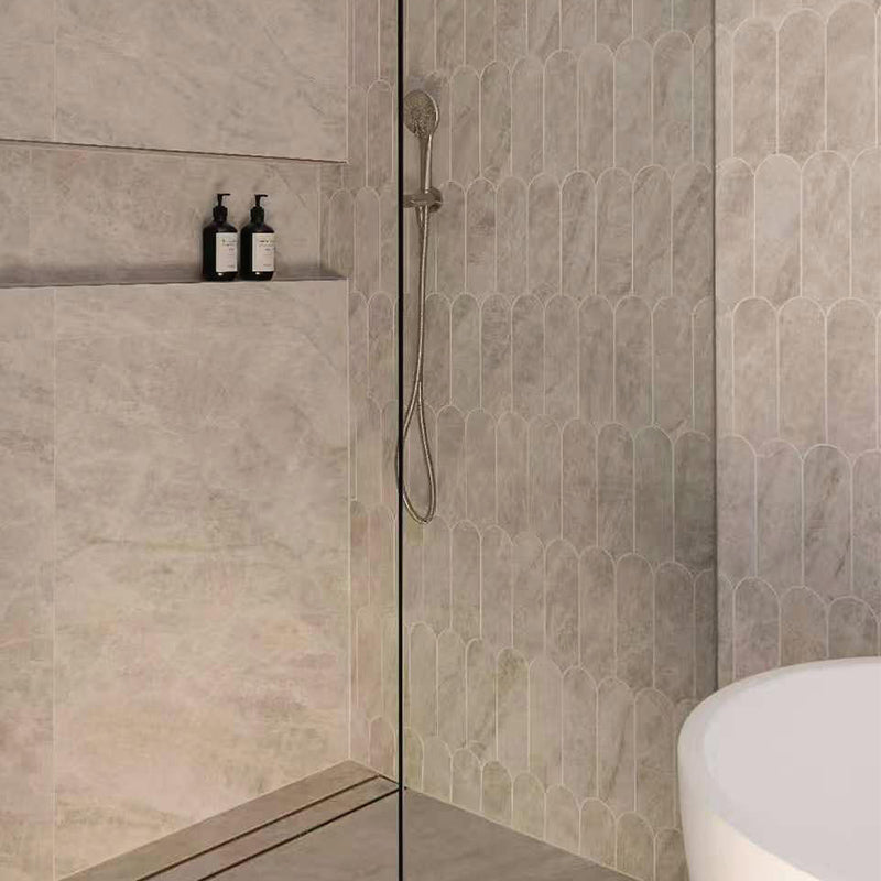 Euromarmo Mosaic Taj Mahal Feather Honed Tile 338x260mm Sheet (83x260mm Chip Piece)