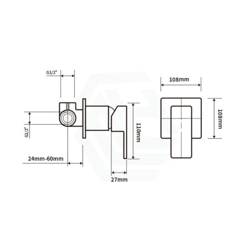 Square Solid Brass Wall Mixer for Bathtub and Basin Variant Colour Available