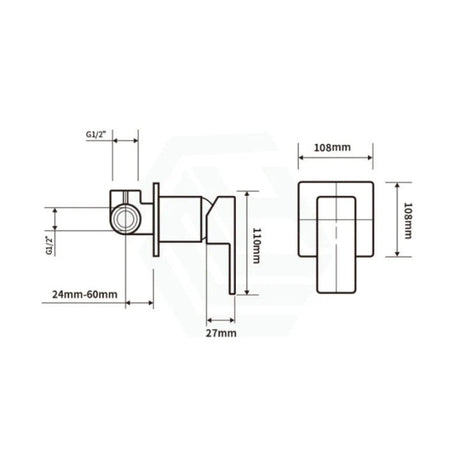 Square Solid Brass Wall Mixer for Bathtub and Basin