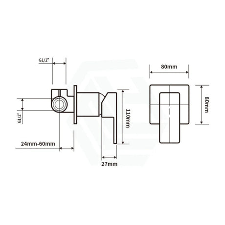 Solid Brass Square Wall Mixer for Bathtub and Basin