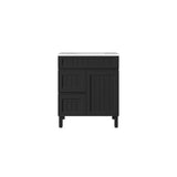 Lukka 750mm Archill Freestanding With Legs Vanity PVC Board Matt Black Linear Surface Left Hand Drawers