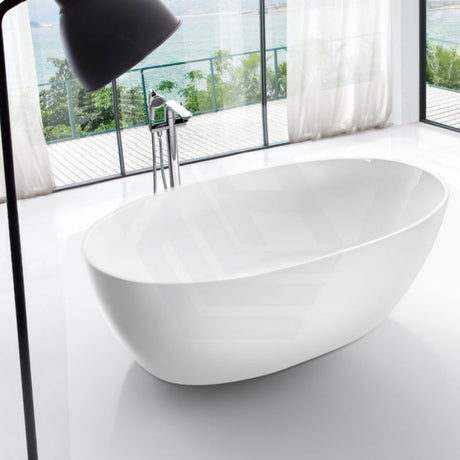 1700X800X580mm Fanta Oval Bathtub Freestanding Acrylic Gloss White No Overflow Bathtubs