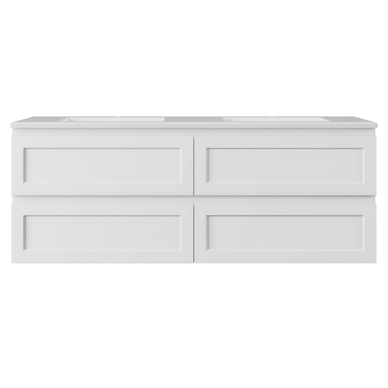 Lukka 600-1500mm Hamilton Wall Hung PVC Vanity Cabinet ONLY Matt Black/Matt White
