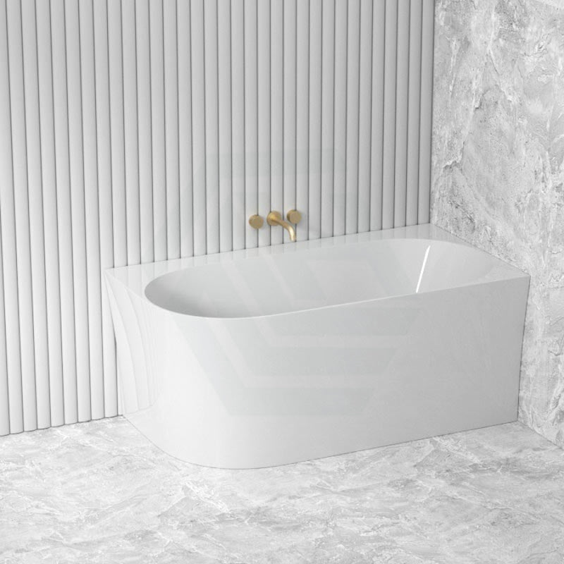 Fienza 1400Mm Chloe Bathtub Right Corner Acrylic Gloss White No Overflow Bathtubs
