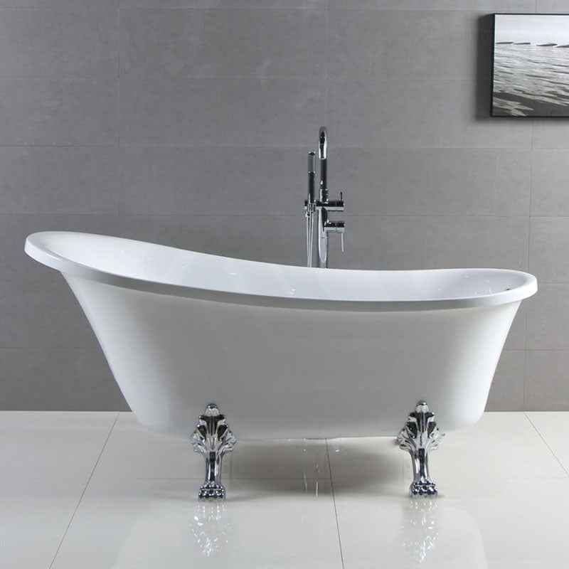 Fienza 1500/1700mm Clawfoot Gloss white Freestanding Bathtub Acrylic With Overflow, Chrome Feet