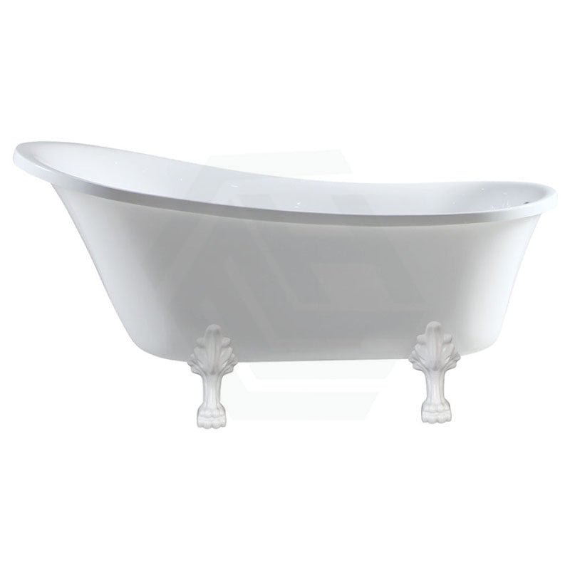 Fienza 1500/1700mm Clawfoot Gloss white Freestanding Bathtub Acrylic With Overflow, Semi-Gloss White Feet