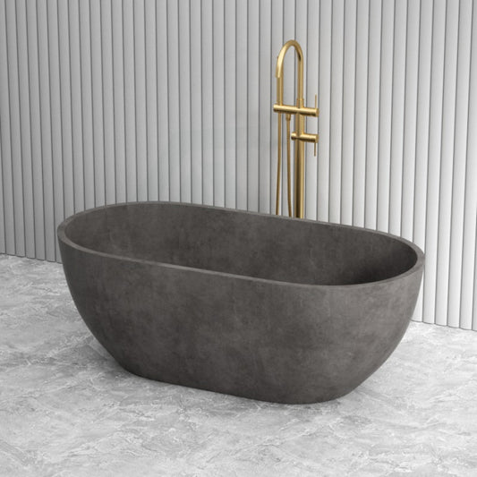Fienza 1500Mm Jada Concrete Grey Freestanding Bathtub Oval No Overflow Bathtubs