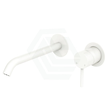 Fienza 160Mm/200Mm Kaya Basin/Bath Wall Mixer Set Matt White Bath/Basin Tap Sets