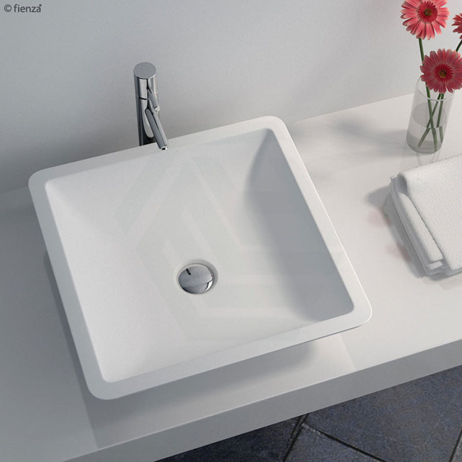 Fienza 420x420x105mm Classique Matt White Cast Stone Above Counter Basin